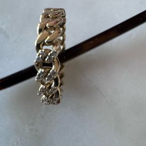 Cuban Link gold and diamond ring! Solid 14k